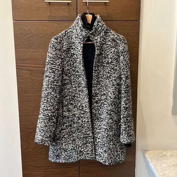 Black and White J. Crew Italian Wool Coat